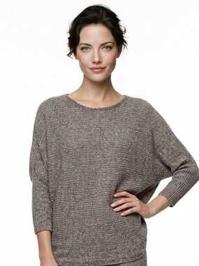 FAVLUX | Drop Shoulder Light Brown Knit Sweater Women’s Size Medium
